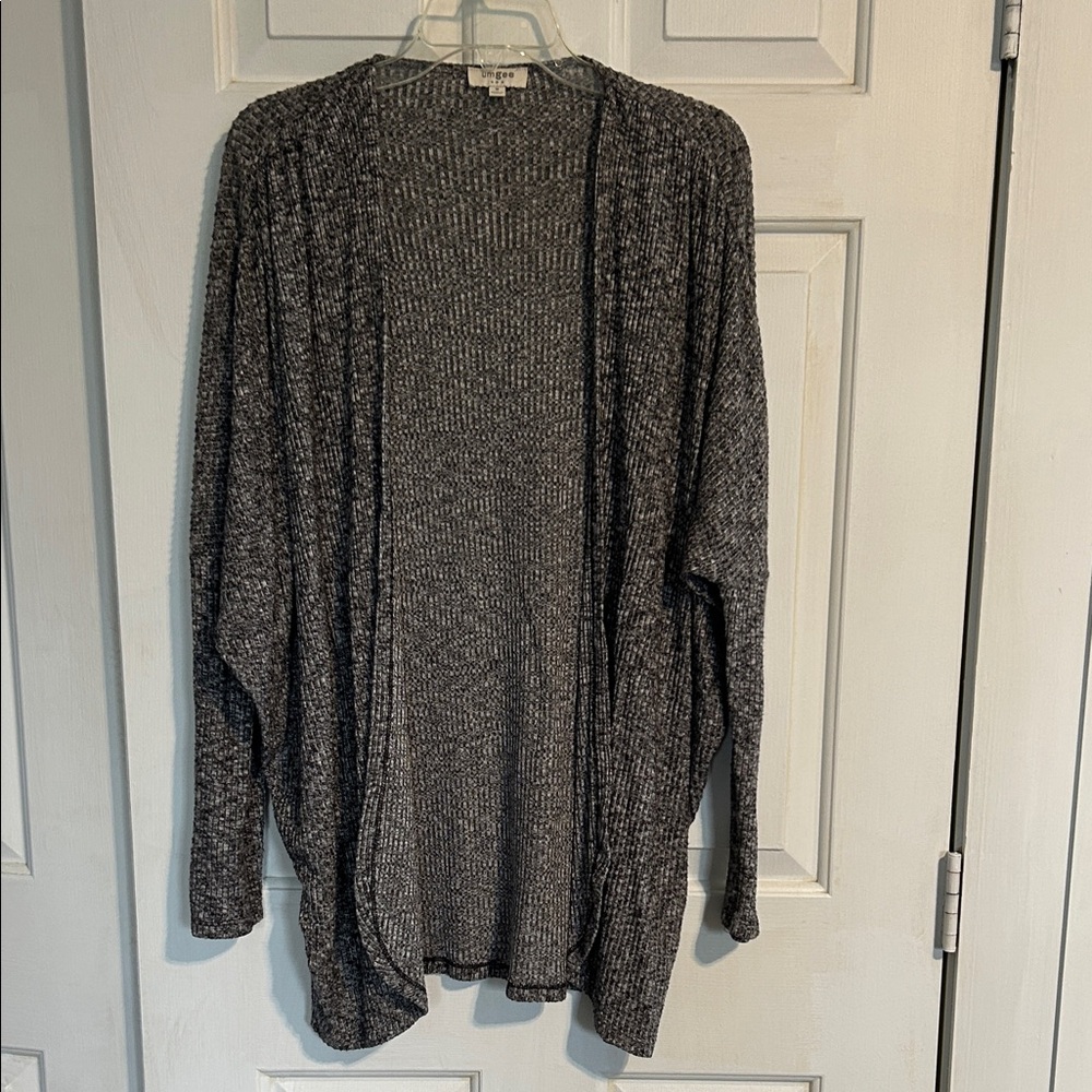 Umgee Charcoal Open-Front Cardigan